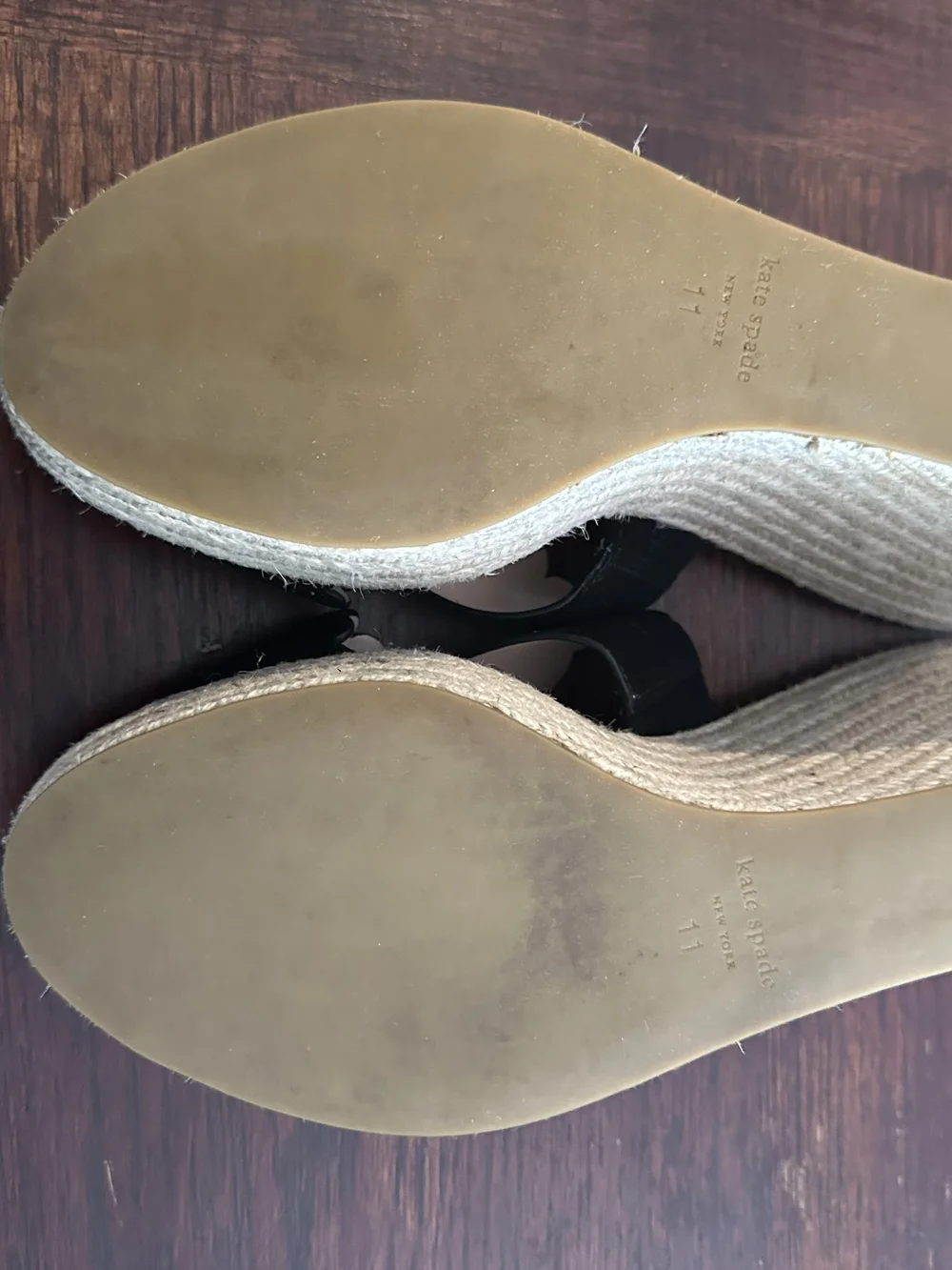 kate spade Black Scalloped Espadrille Wedge Sandals
